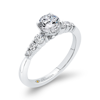 Diamond Floral Engagement Ring in 14K White Gold