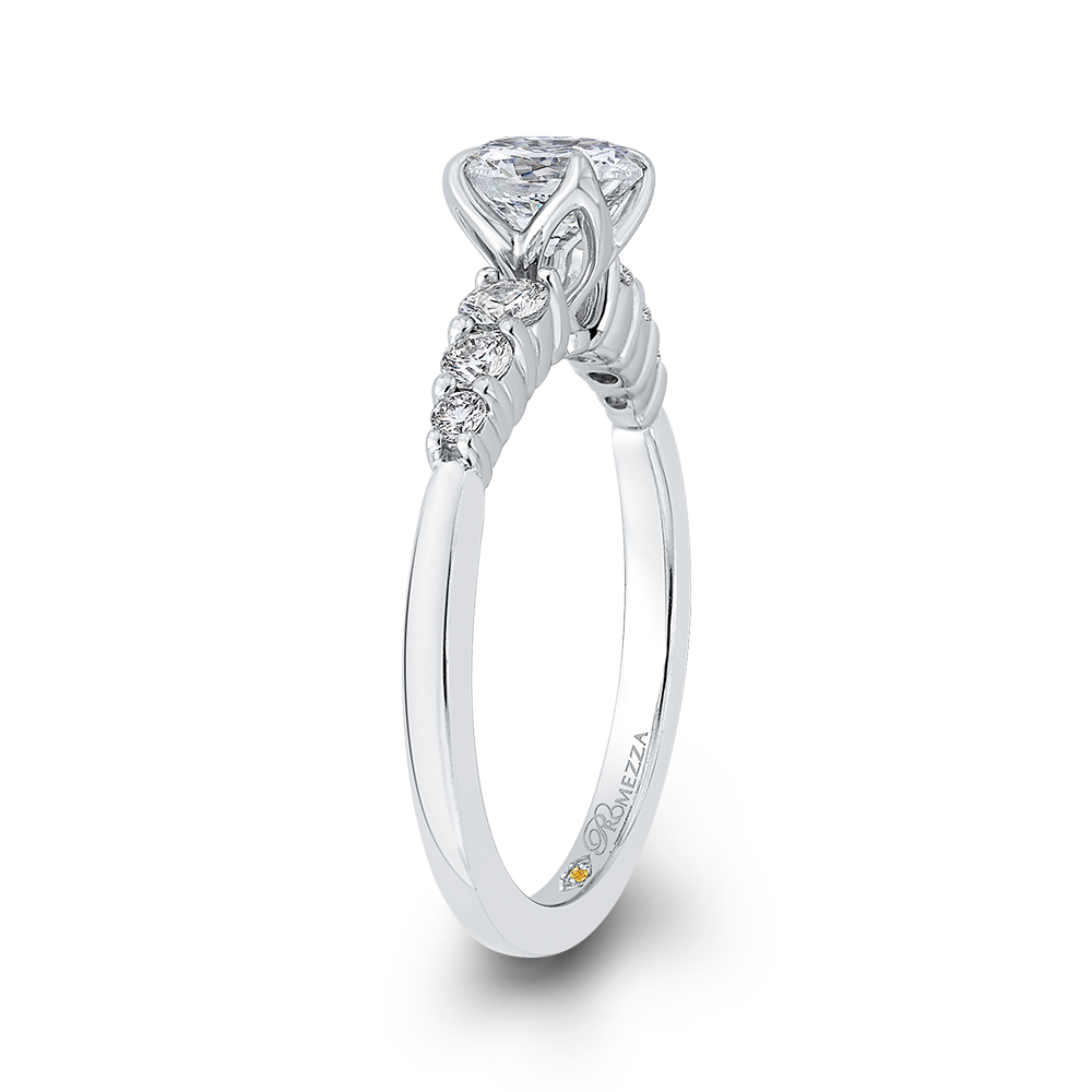 Diamond Floral Engagement Ring in 14K White Gold