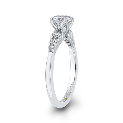 Diamond Floral Engagement Ring in 14K White Gold