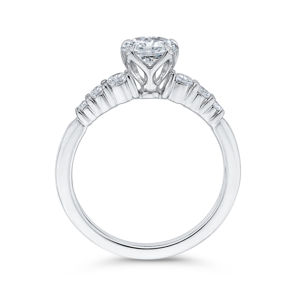 Diamond Floral Engagement Ring in 14K White Gold