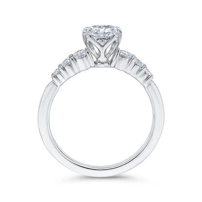 Diamond Floral Engagement Ring in 14K White Gold