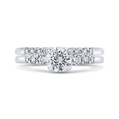 Diamond Floral Engagement Ring in 14K White Gold