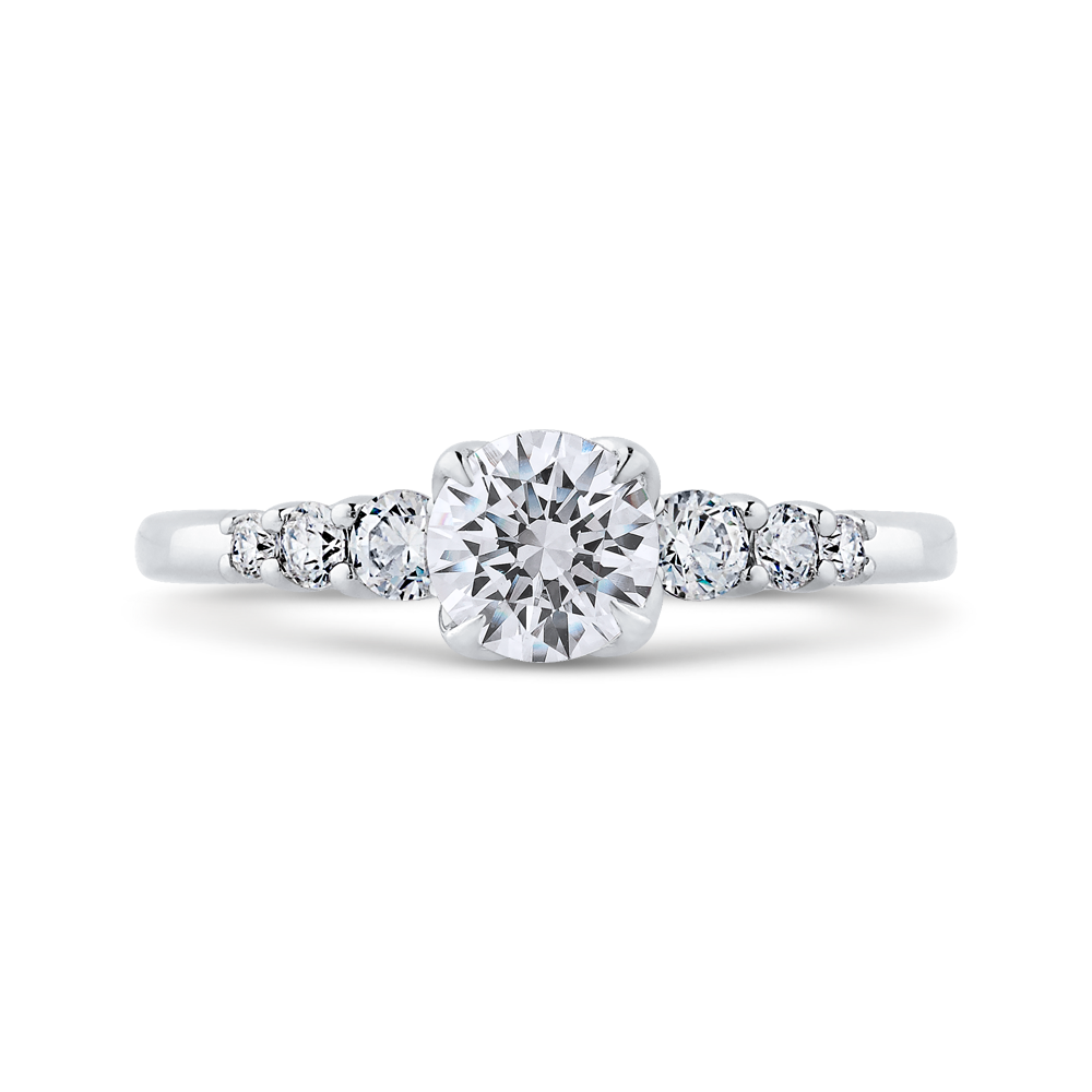 Diamond Floral Engagement Ring in 14K White Gold