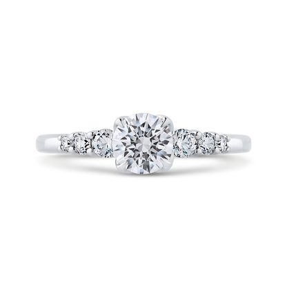 Diamond Floral Engagement Ring in 14K White Gold