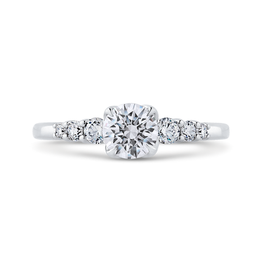 Diamond Floral Engagement Ring in 14K White Gold