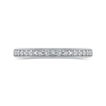 Round Diamond Half-Eternity Wedding Band in 14K White Gold