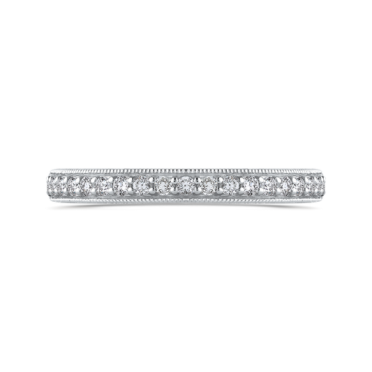 Round Diamond Half-Eternity Wedding Band in 14K White Gold
