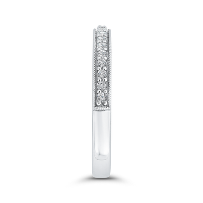 Round Diamond Half-Eternity Wedding Band in 14K White Gold