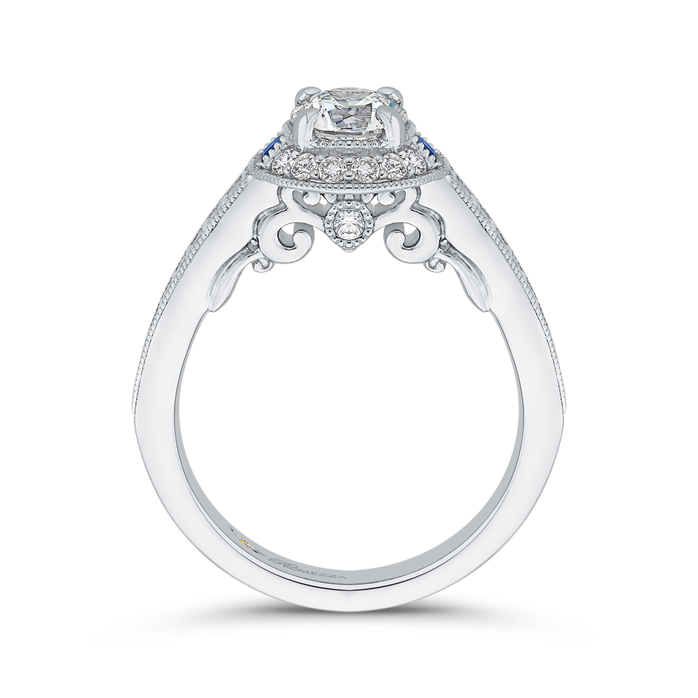 Round Diamond Halo Engagement Ring in 14K White Gold