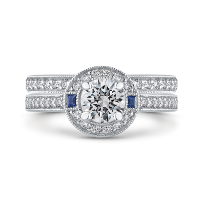 Round Diamond Halo Engagement Ring in 14K White Gold