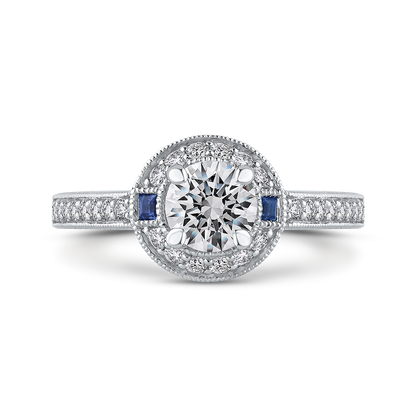 Round Diamond Halo Engagement Ring in 14K White Gold