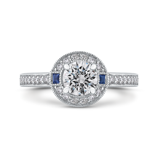 Round Diamond Halo Engagement Ring in 14K White Gold