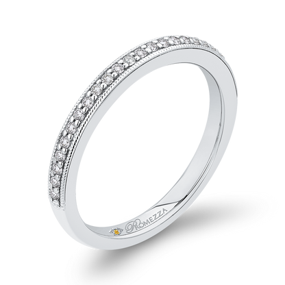 Round Diamond Half-Eternity Wedding Band in 14K White Gold