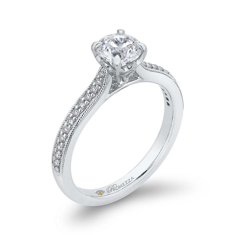 Round Diamond Engagement Ring in 14K White Gold