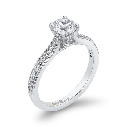 Round Diamond Engagement Ring in 14K White Gold