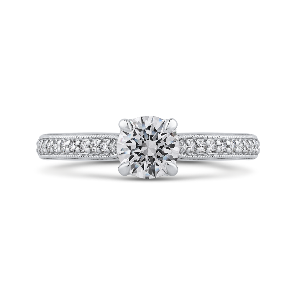 Round Diamond Engagement Ring in 14K White Gold