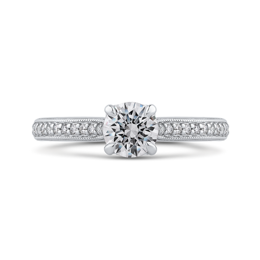 Round Diamond Engagement Ring in 14K White Gold