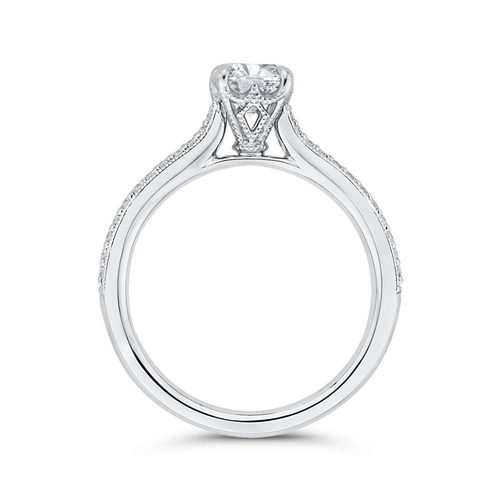 Round Diamond Engagement Ring in 14K White Gold