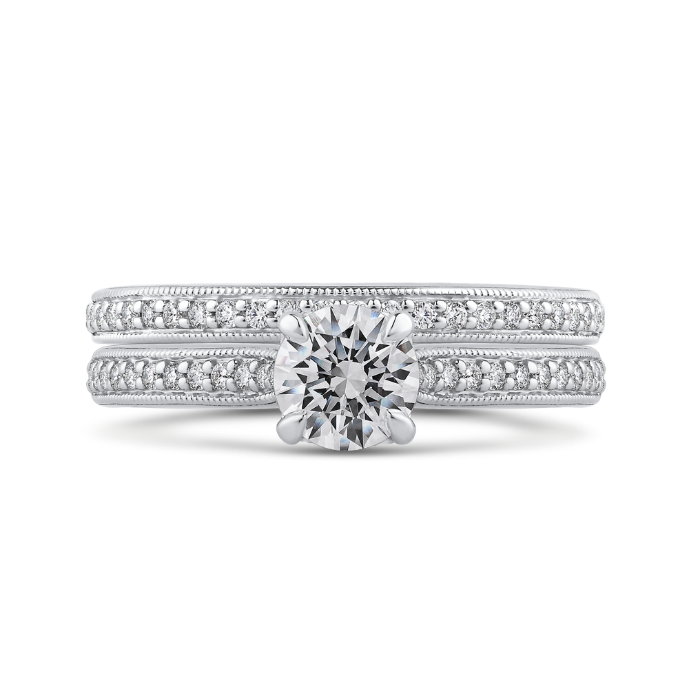 Round Diamond Engagement Ring in 14K White Gold