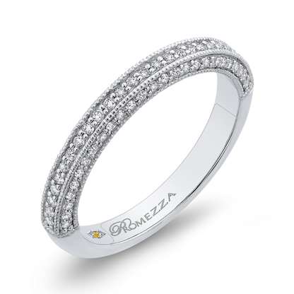 Round Diamond Half-Eternity Wedding Band in 14K White Gold
