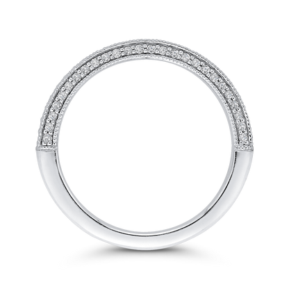 Round Diamond Half-Eternity Wedding Band in 14K White Gold
