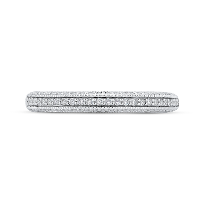 Round Diamond Half-Eternity Wedding Band in 14K White Gold