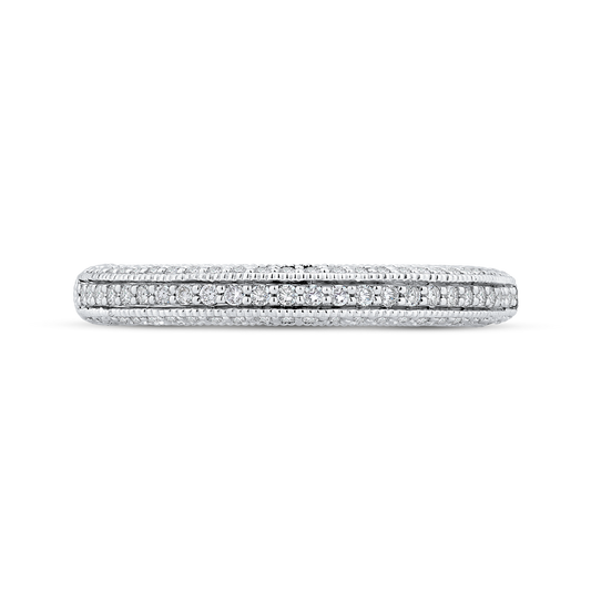 Round Diamond Half-Eternity Wedding Band in 14K White Gold