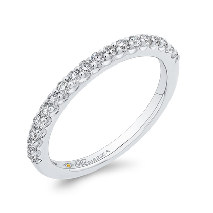 Round Diamond Half-Eternity Wedding Band in 14K White Gold