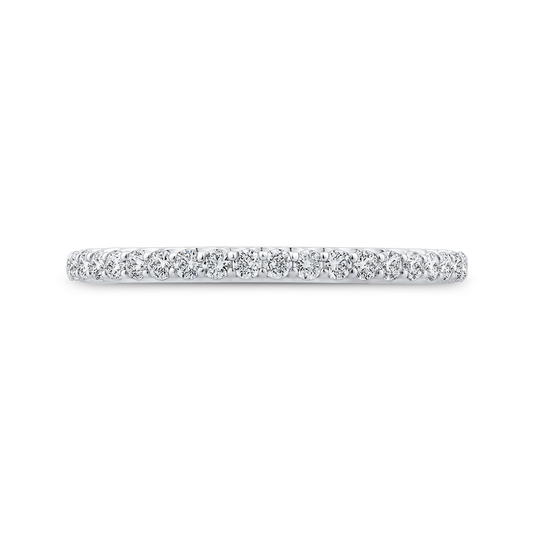 Round Diamond Half-Eternity Wedding Band in 14K White Gold
