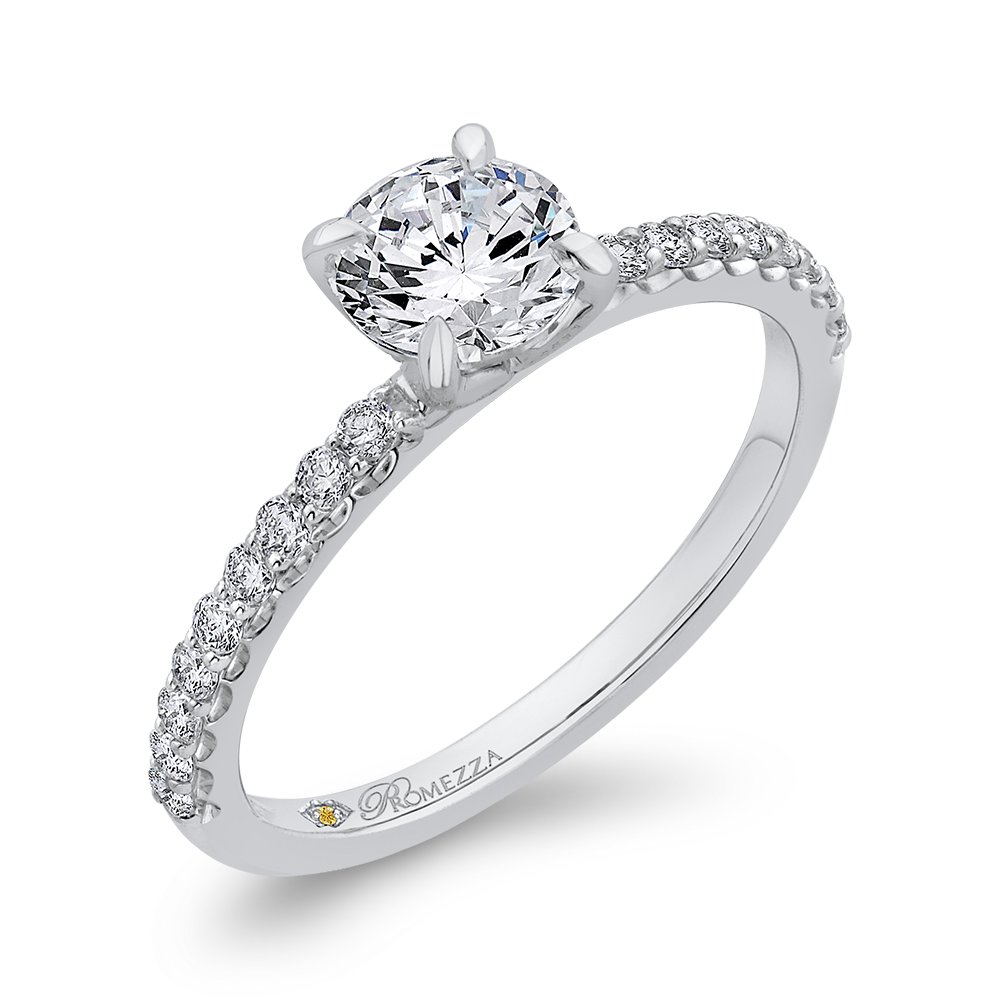 Round Diamond Engagement Ring in 14K White Gold