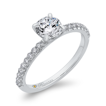 Round Diamond Engagement Ring in 14K White Gold