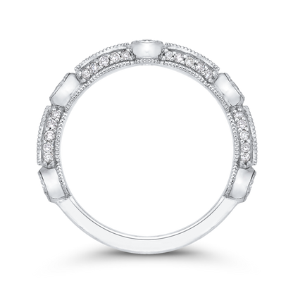 Round Diamond Wedding Band in 14K White Gold