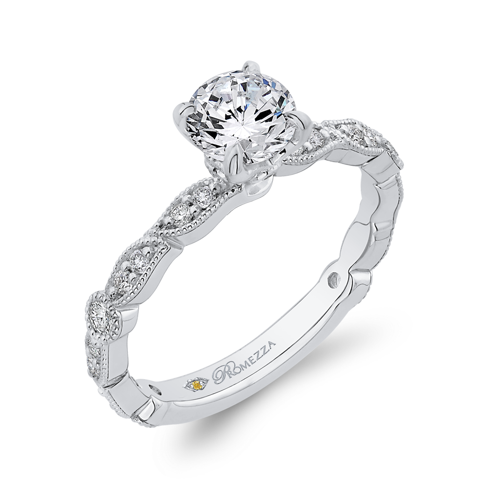 Round Diamond Engagement Ring in 14K White Gold