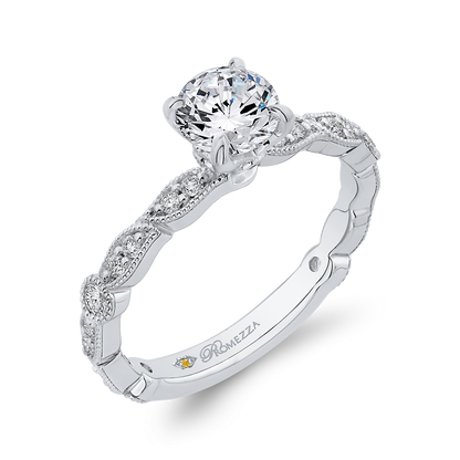 Round Diamond Engagement Ring in 14K White Gold