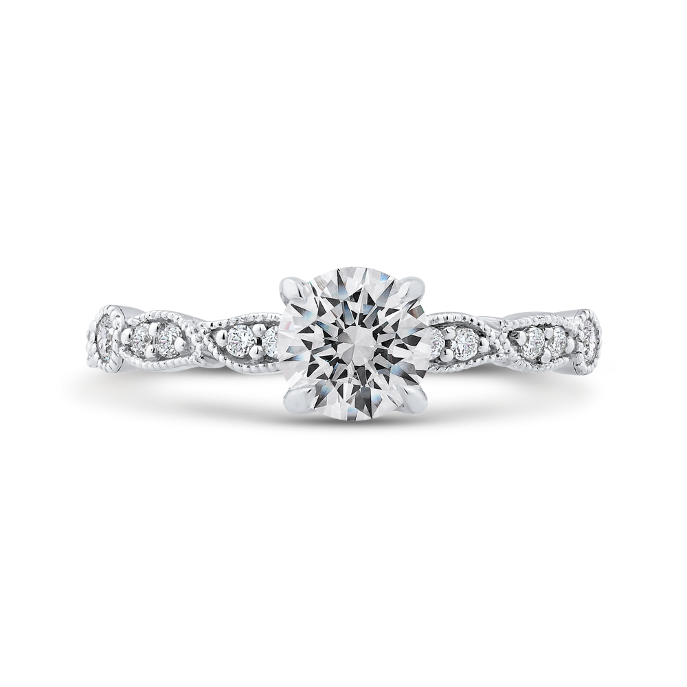 Round Diamond Engagement Ring in 14K White Gold