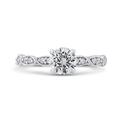 Round Diamond Engagement Ring in 14K White Gold