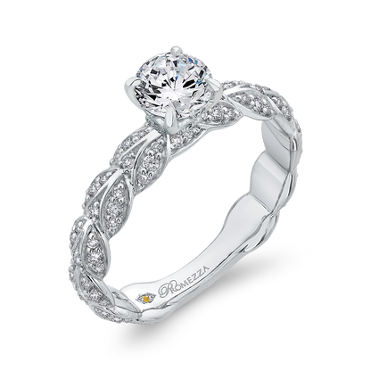 Diamond Floral Engagement Ring in 14K White Gold