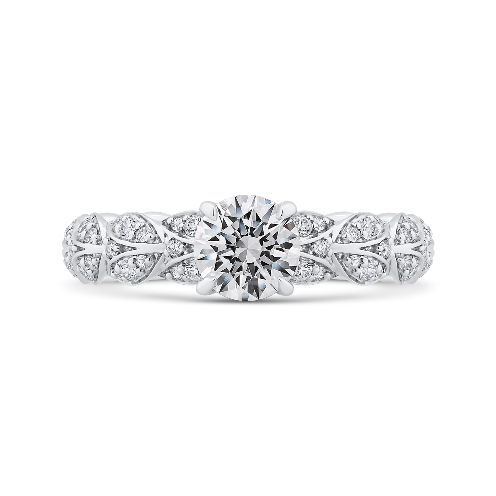 Diamond Floral Engagement Ring in 14K White Gold