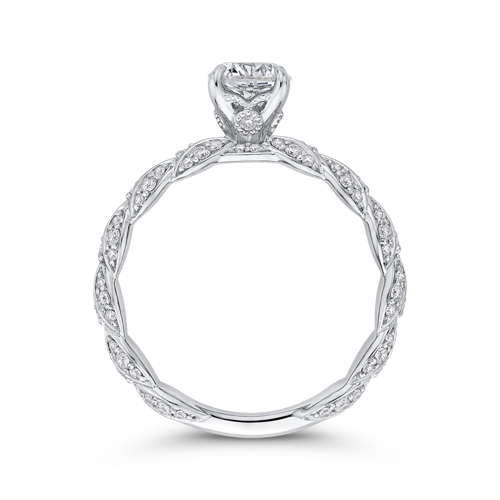 Diamond Floral Engagement Ring in 14K White Gold