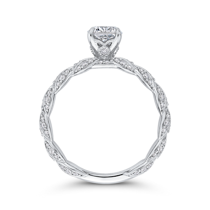 Diamond Floral Engagement Ring in 14K White Gold