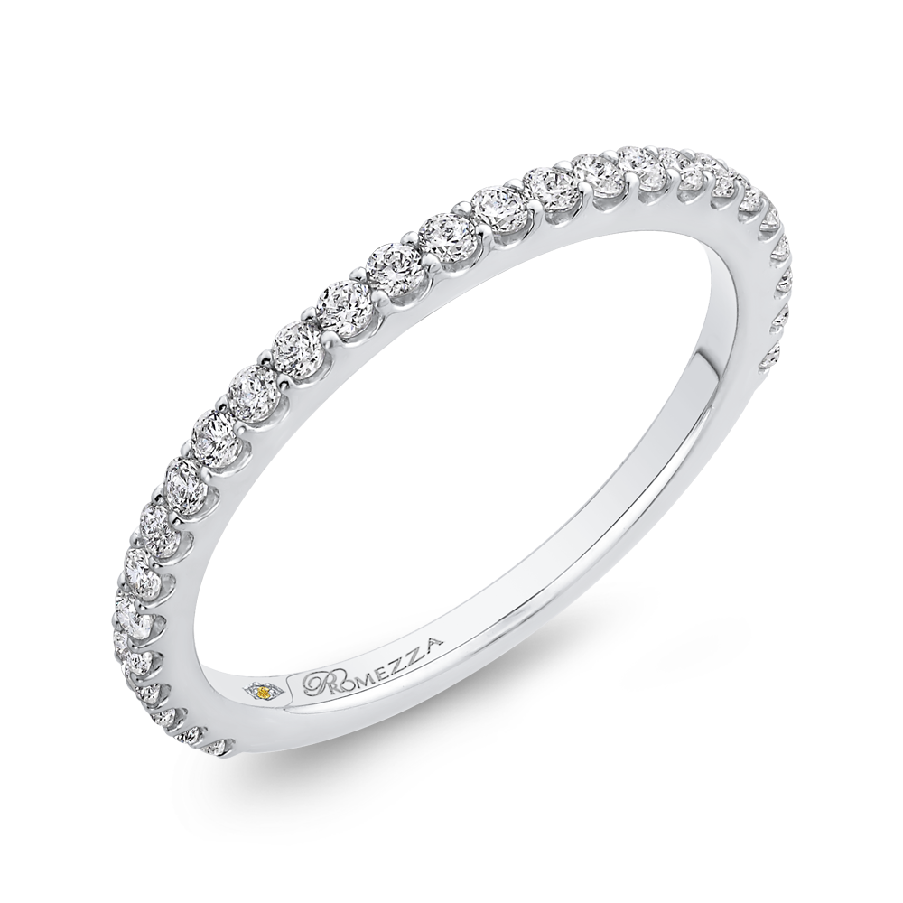 Round Diamond Wedding Band in 14K White Gold
