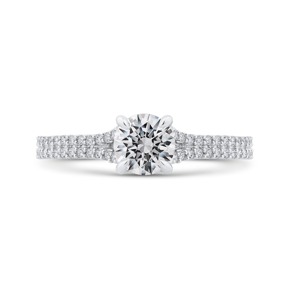 Split Shank Round Diamond Engagement Ring in 14K White Gold