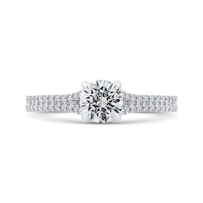 Split Shank Round Diamond Engagement Ring in 14K White Gold