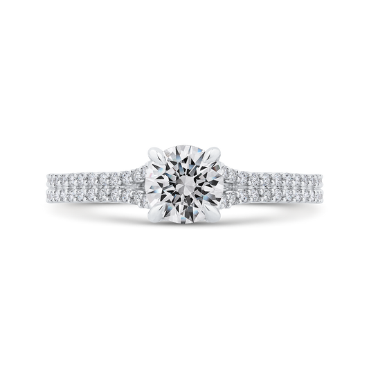 Split Shank Round Diamond Engagement Ring in 14K White Gold