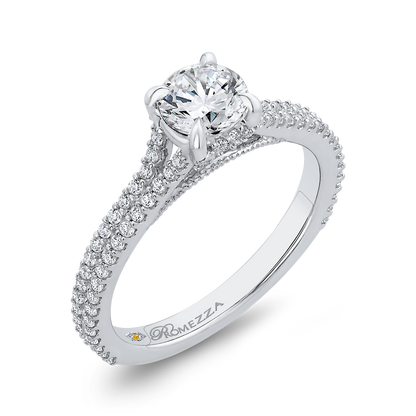 Split Shank Round Diamond Engagement Ring in 14K White Gold