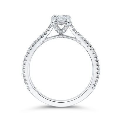 Split Shank Round Diamond Engagement Ring in 14K White Gold