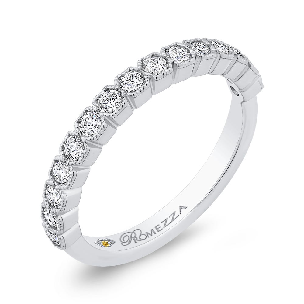 Round Diamond Half-Eternity Wedding Band in 14K White Gold