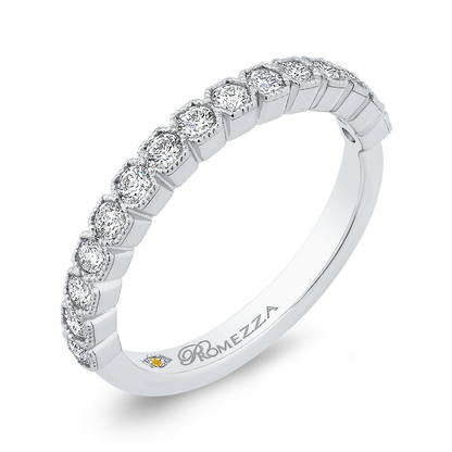 Round Diamond Half-Eternity Wedding Band in 14K White Gold