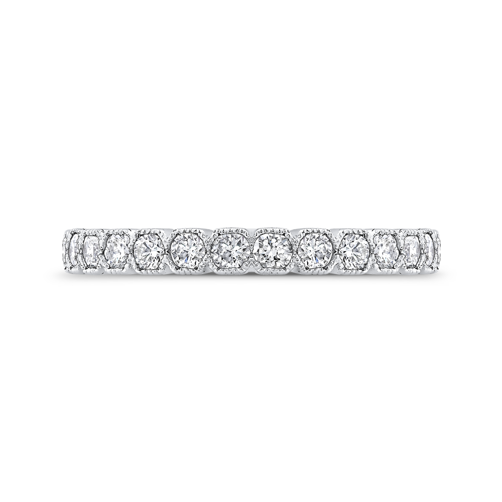 Round Diamond Half-Eternity Wedding Band in 14K White Gold