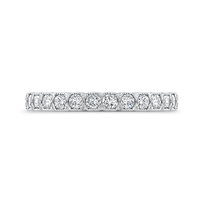Round Diamond Half-Eternity Wedding Band in 14K White Gold